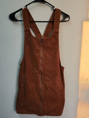 Forever 21 Corduroy Overall Dress in Rust